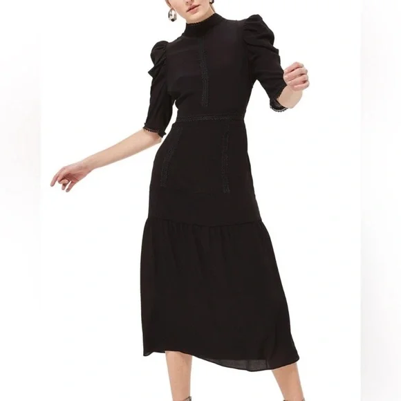 Topshop | Dresses | Topshop Black Puff Sleeve Midi Dress Victorian Style Lace Up Open Back Size 8 | Poshmark Topshop | Dresses | Topshop Black Puff Sleeve Midi Dress Victorian Style Lace Up Open Back Size 8 | Poshmark